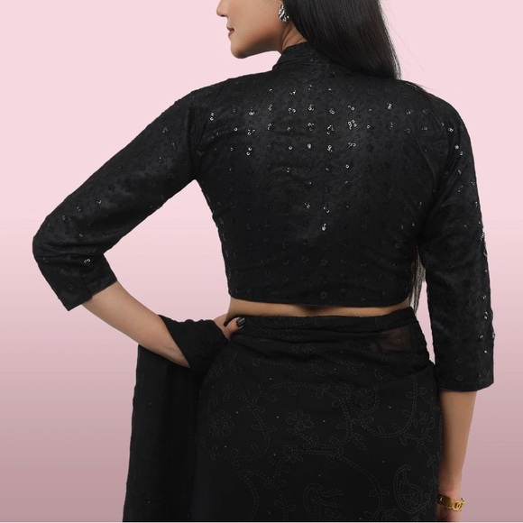 Bollywood Readymade Sari Blouse Embroidered Saree Choli Indian Pakistan Top - Picture 2 of 3